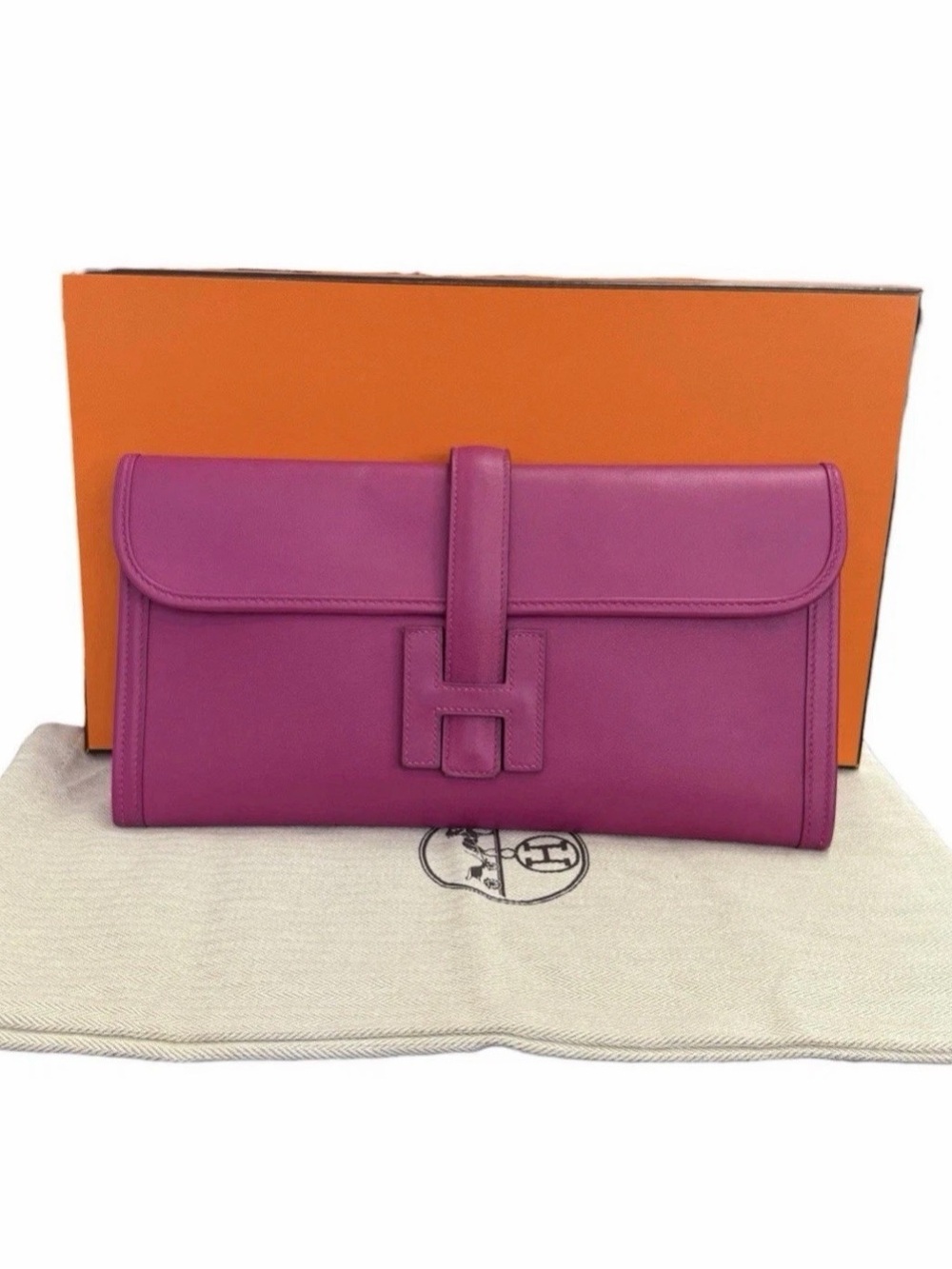 Hermes Jige Elan Size 29 Swift Magnolia Leather With Box, Dustbag, Felt A Stamp